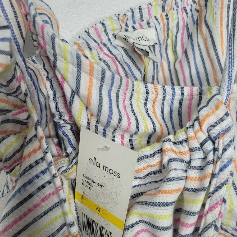Ella Moss striped multi wear ruffle cute preppy vacation top size medium NWT - Picture 6 of 9